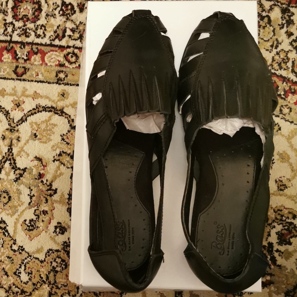 Bass Black Leather Women's Loafer Sandal Shoes